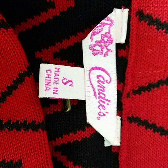 Candies Red Black Chevon Knit Skater Skirt - Picture 3 of 3